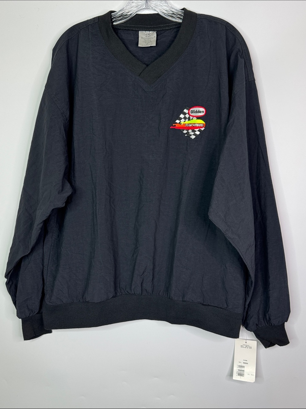 Vintage Munsingwear Menards Racing Black Pullover Windbreaker Jacket Size Medium